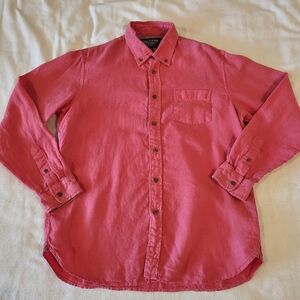 Linen Shirt The New Ivy Brand Vintage Classics Size Large Salmon Pink